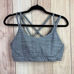 Manduka Heathered Gray Strappy Sports Bra